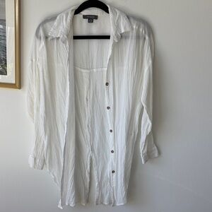 Primark White Sheer Button Down